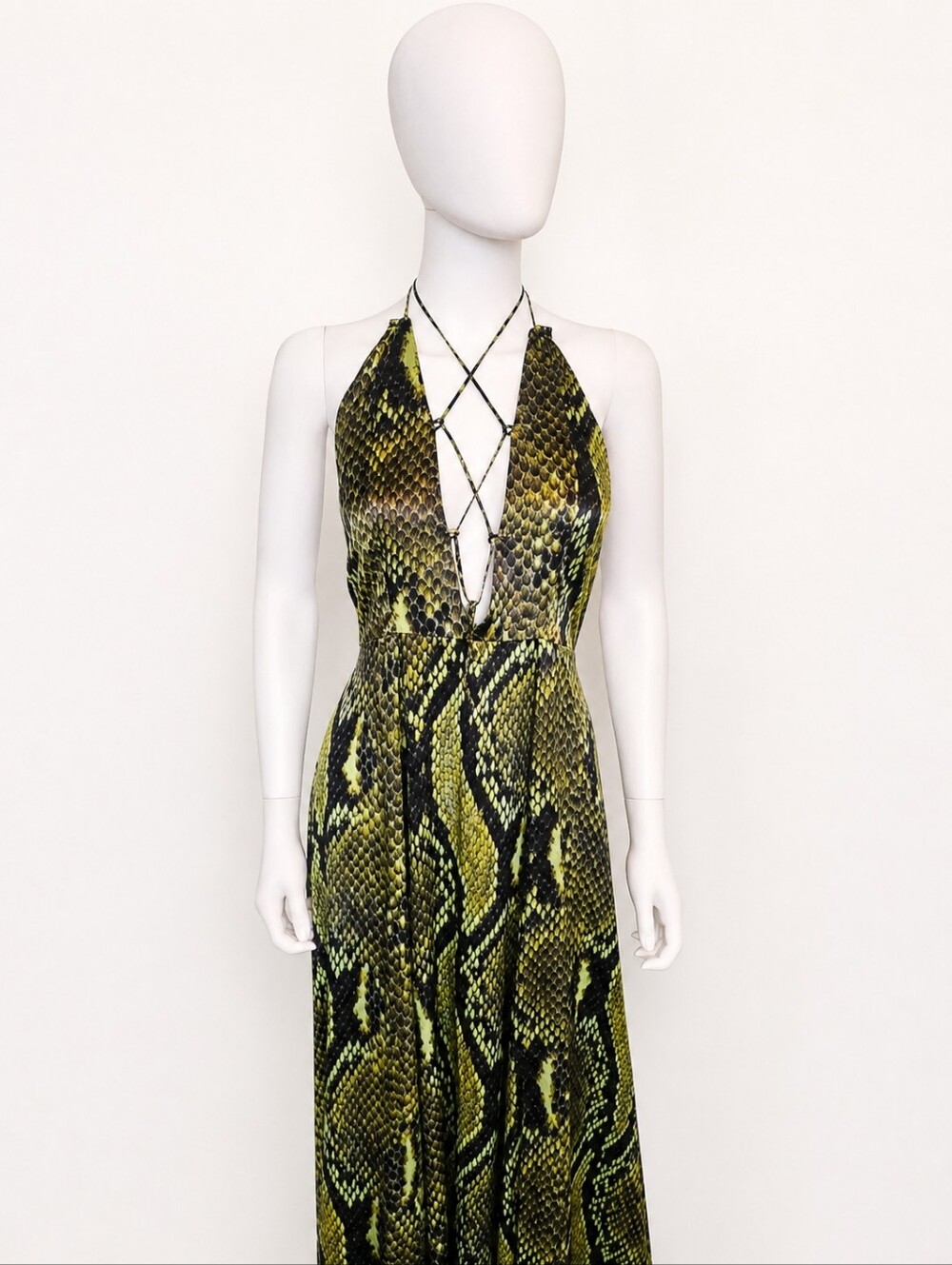 ADRIANA IGLESIAS | Runway Snakeskin Halter Gown Sculptural Evening Dress EU36 - Picture 5 of 12
